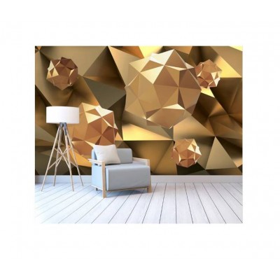 Golden Sphere Abstract Space 3d Background Textile Wall Mural