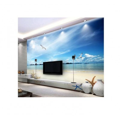 Blue Sky And White Clouds Beautiful Beach Tv Background Wall