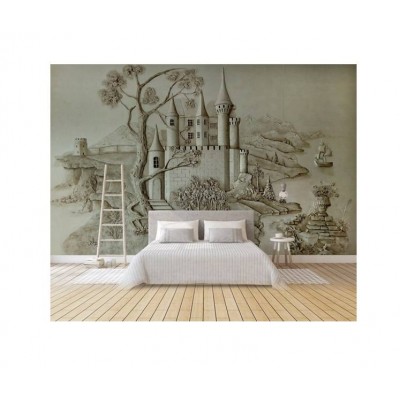 Embossed European Stereo Relief Gold Castle Wall Background Wall Murals