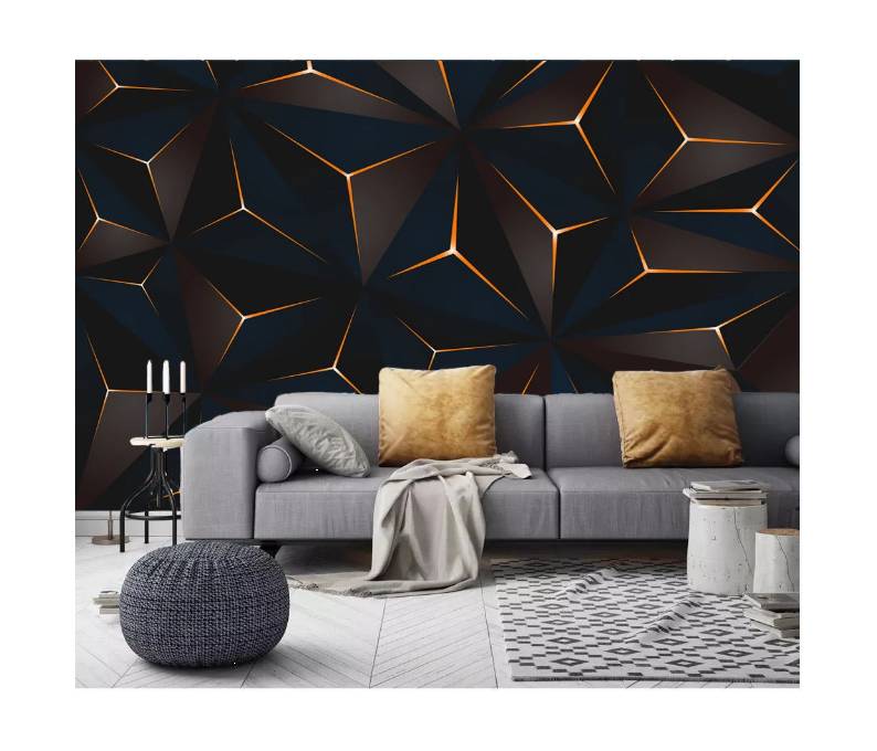 Nordic Wall Covering Modern Golden Line Abstract Geometric Tv Wallpaper